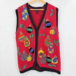 Gladys Bagley Vintage 90s Christmas Novelty Cardigan Ornament Sweater Cardigan2X